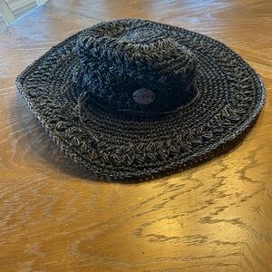 Panama Jack Black Woven Sun Beach Hat Spring Break